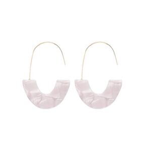Lulu's Acrylic White Marble Semi Circle Drop Earrings